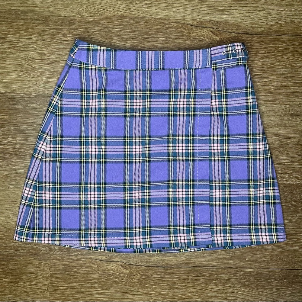 Brandy Melville Purple Plaid Wrap Skirt